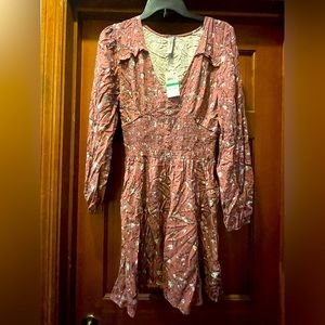American Rag Long Sleeve Dusty Pink Floral Print Dress